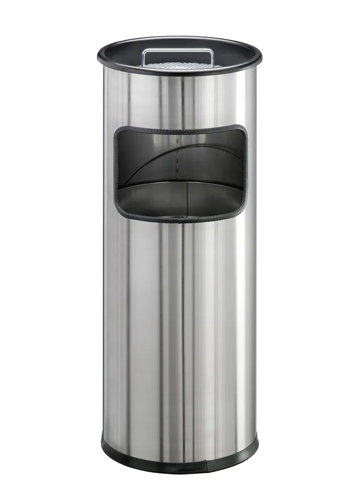Éliminez les odeurs et mégots avec la corbeille cendrier 17L Durable inox