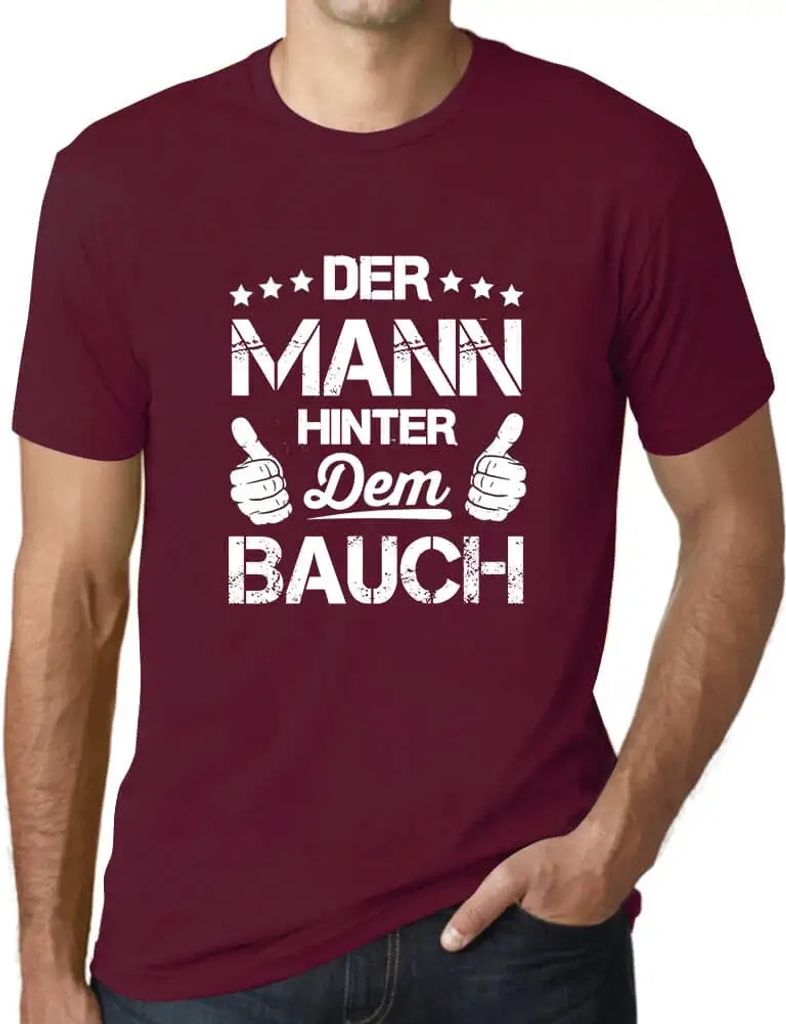 Herren Grafik T-Shirt Der Mann Hinter Dem Bauch Öko-Verantwortlich Vintage Jahrgang Kurzarm Lustige Druck Geburtstag Geschenk Mann