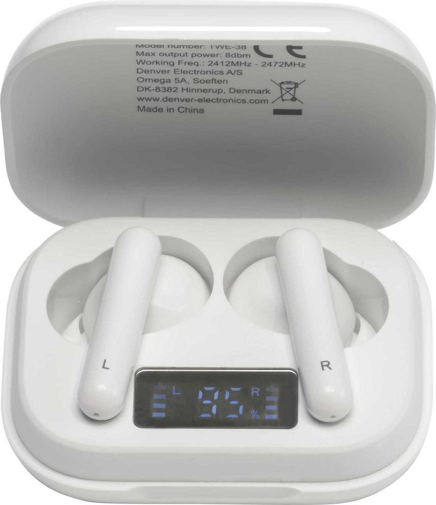 Sluchátka Bluetooth Denver Electronics TWE-38 300 mAh bílá Obrázek produktu 6