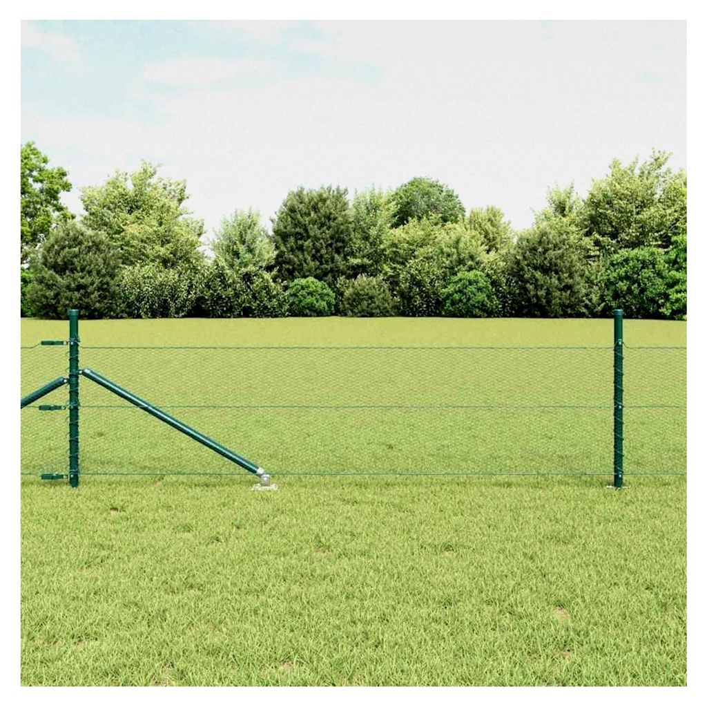 Zaunpfosten Grün 25 x 0,4 m (13 mm Maschen) Stahl und PVC für Gartenzaun, Hundezaun, Weidezaun, Hühnerzaun und Gartennetz