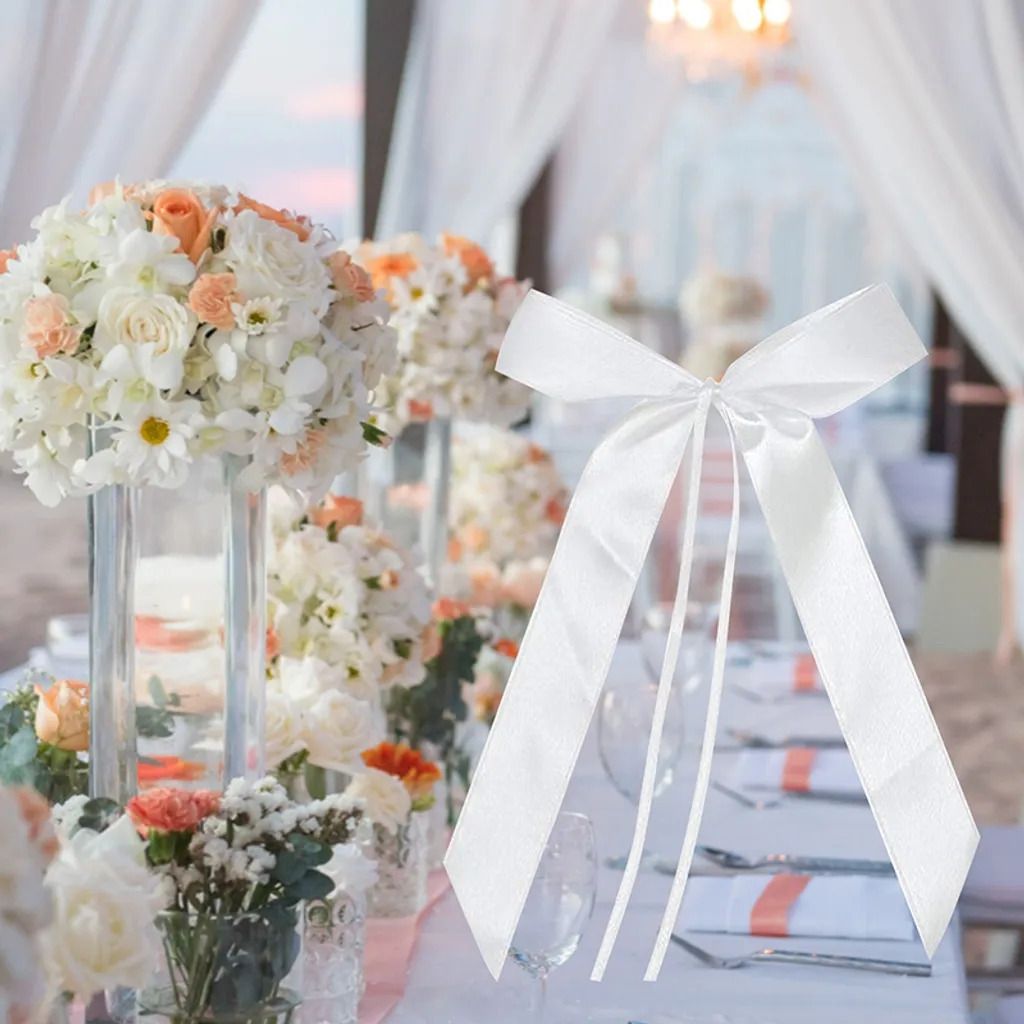 50 Stück Schleifen Hochzeit Deko Vintage Antennenschleifen Produktbild 3