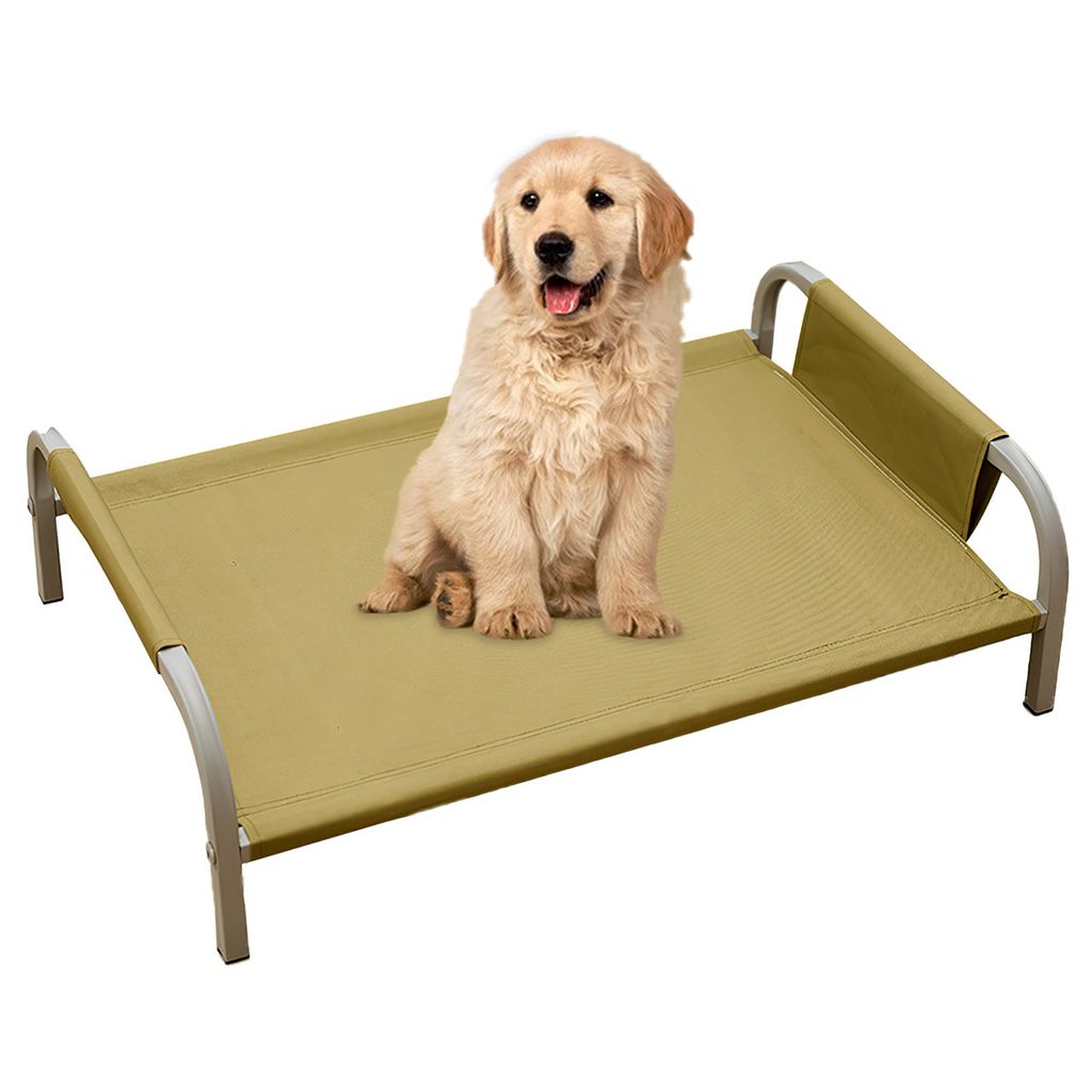 Hundebetten, Tragbares, erhöhtes Bett für Haustiere mit Stahlrahmen, Outdoor Hundeliege erhöht, Abriebfest, abnehmbar und waschbar, 70x49x20cm