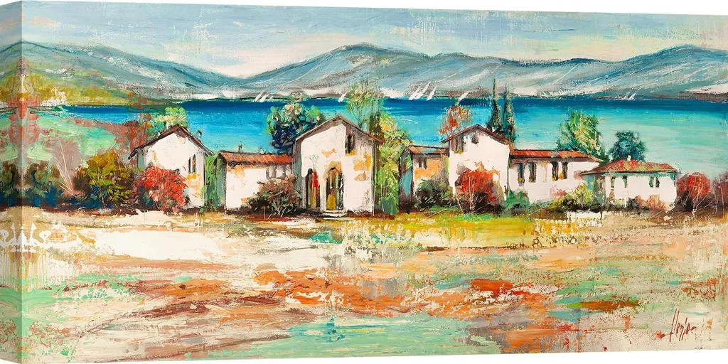 Décoration murale Méditerranée Luigi Florio, toile paysage 70 x 35 cm