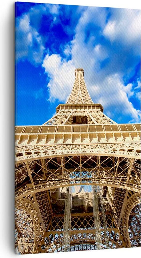 Bild auf Leinwand - Leinwandbild - Architektur paris stadt eiffel - 45x80cm - Wand Bild - Wanddeko - Leinwanddruck - Bilder - Kunstdruck - Wanddeko...