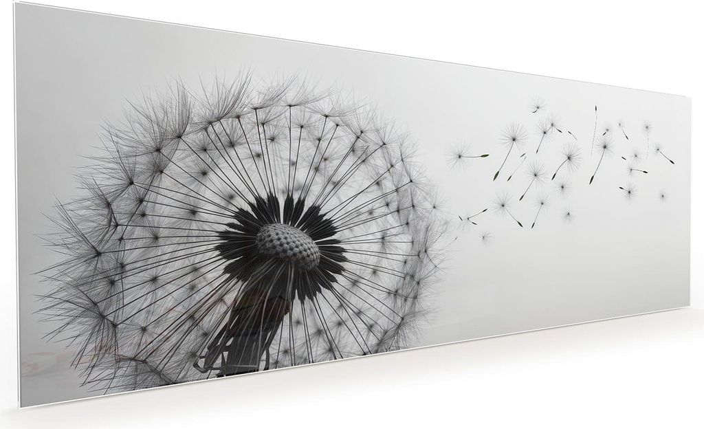 Küchenrückwand Spritzschutz Glas mit Motiv Pusteblume im Wind 40 x 40 cm