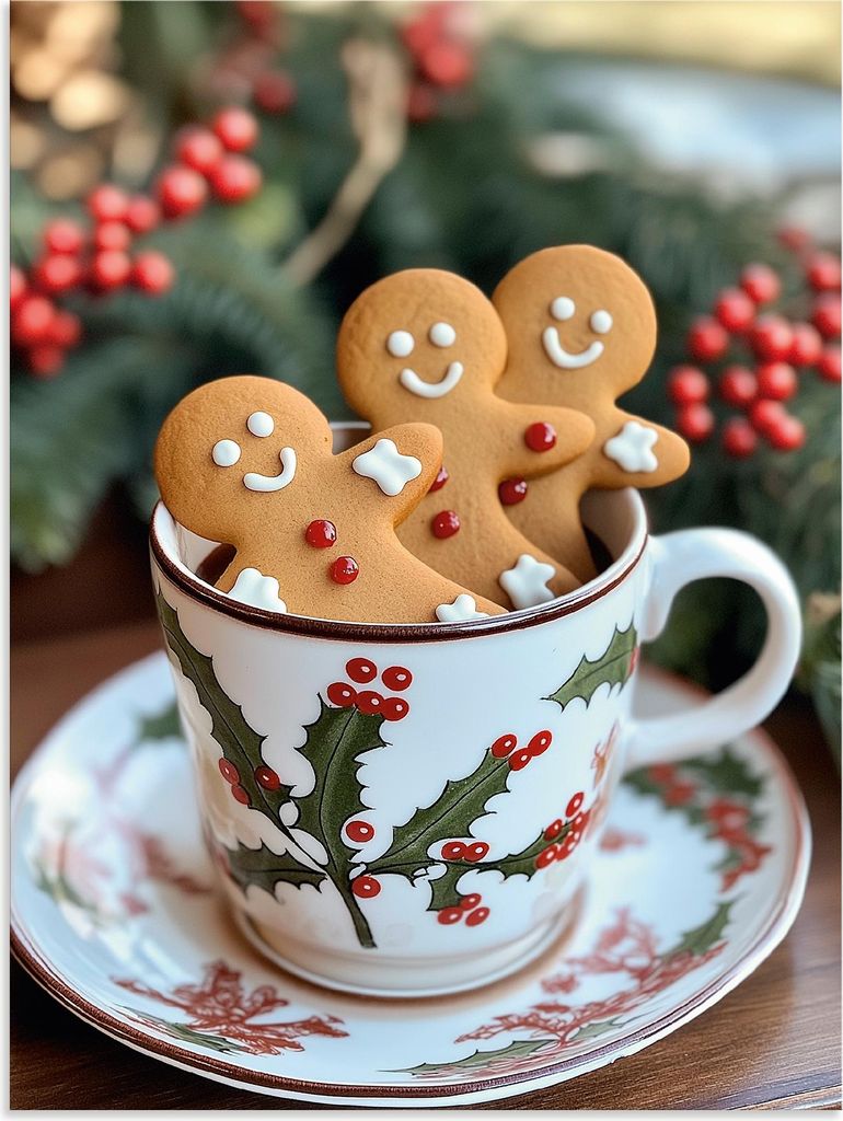 ARTland Wandbild Alu für Innen & Outdoor Lebkuchenmännchen in Tasse Größe: 30x40 cm