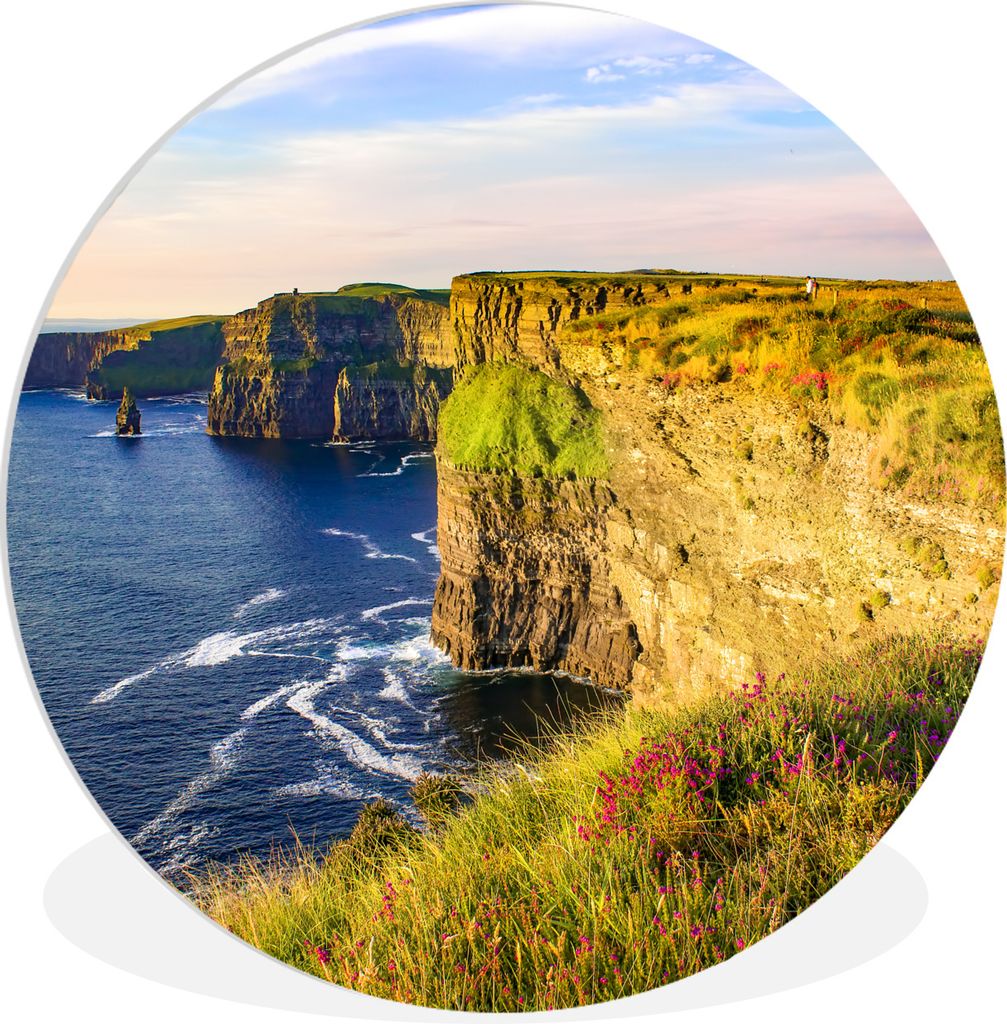 MuchoWow Rundes Wandbild - Runde Bilder Kalkstein von den Cliffs of Moher in Irland Ø 60 cm Kreis Wanddekoration Kunststoff - Wandkreis - Wandsc...