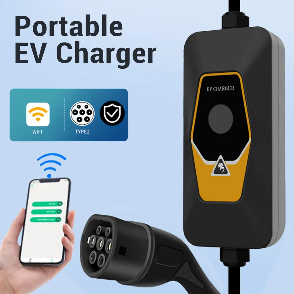 Chargeur Portable Type 2 EV 3.5kW avec Câble 5m et Courant Réglable 16A - 16