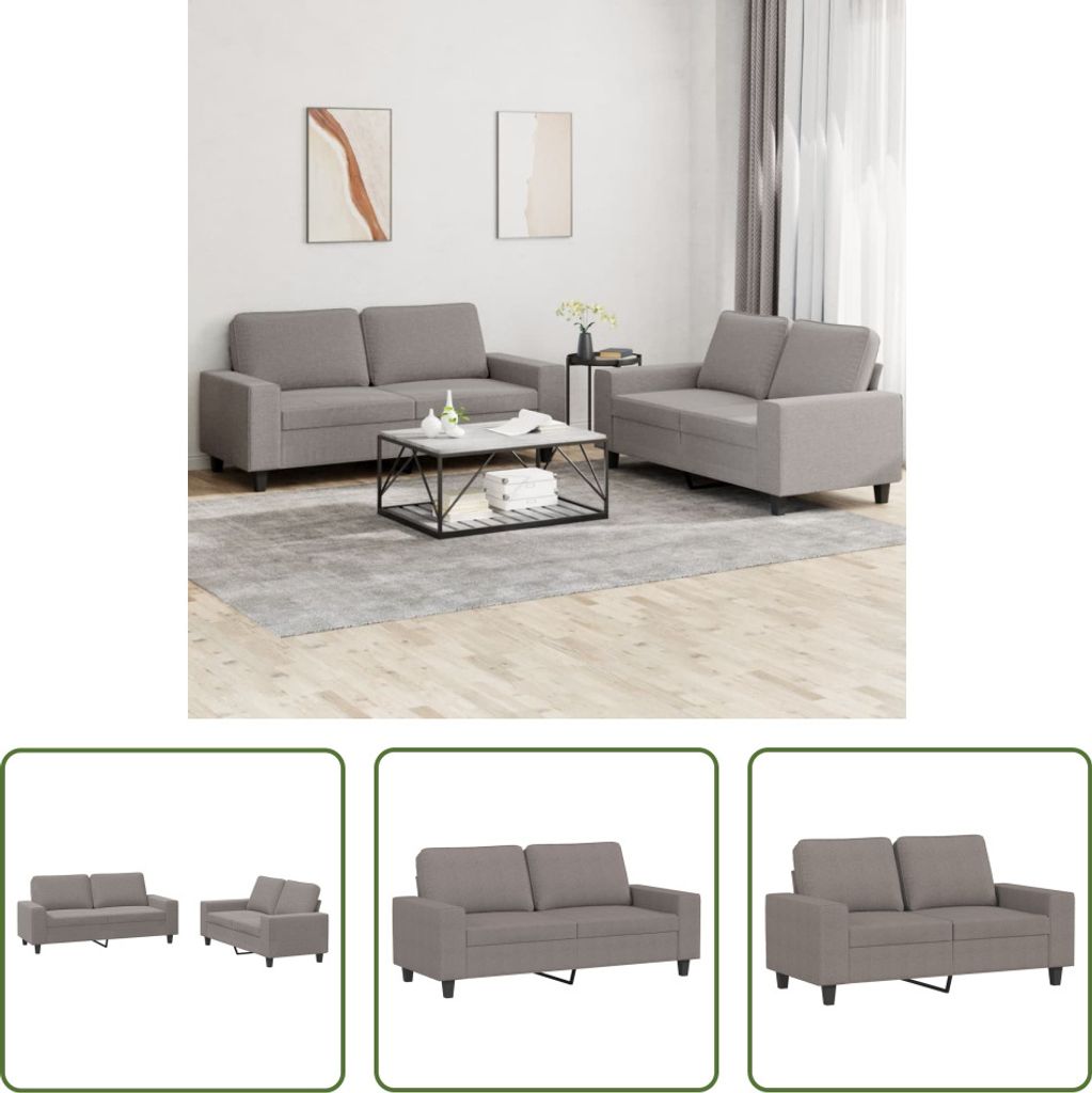 The Living Store 2-tlg. Sofagarnitur Taupe Stoff