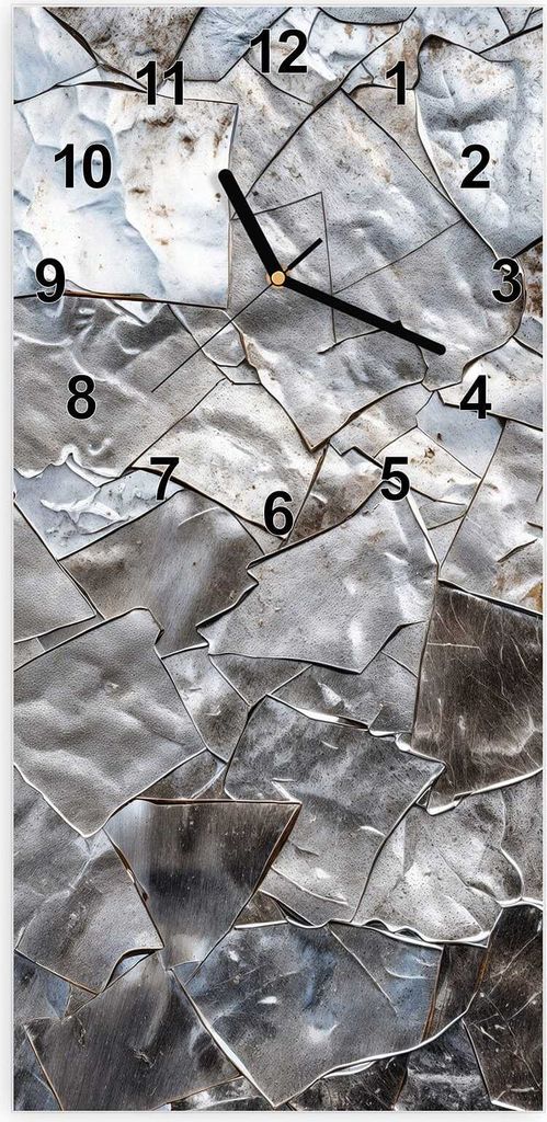 Wanduhr aus Glas mit Motiv Metallisches Mosaik- 30 x 60 cm - inkl. Aufhängesystem