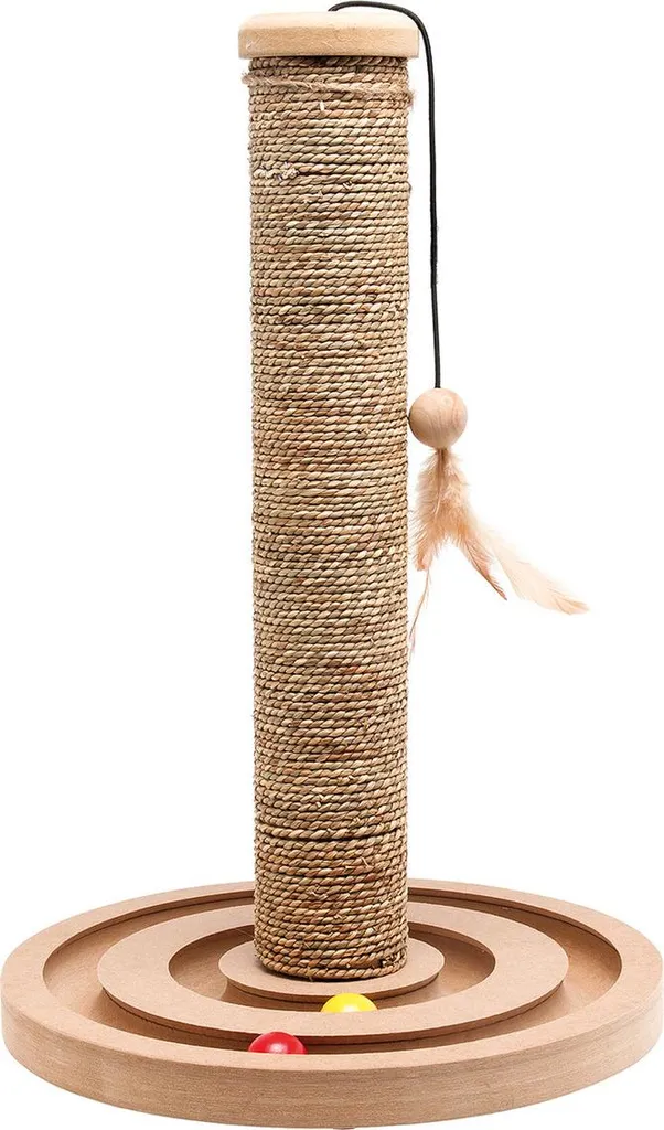Petit arbre à chat Karlie pour appartement en jonc de mer et jouets