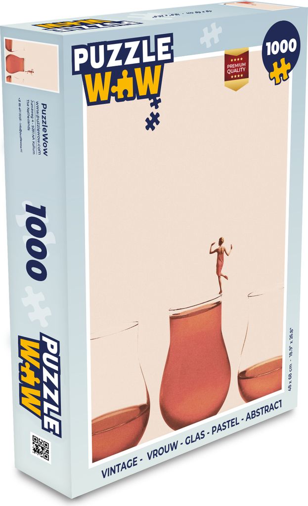 MuchoWow Puzzle 1000 Teile Vintage - Frau - Glas - Pastell - Abstrakt - Spielzeug - Alt und Jung - Spiele - Puzzeln