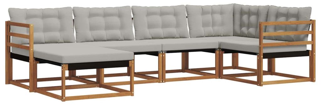 vidaXL Outdoor-Sofagarnitur mit Kissen 6 pcs Natürlich und Hellgrau