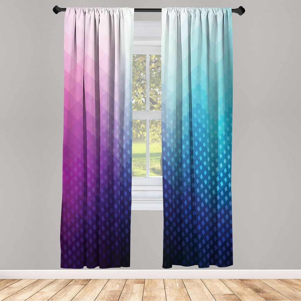 ABAKUHAUS Abstrakt Vorhänge 2 Panel Set für Wohnzimmer Schlafzimmer Nachbildung, Steigung Hintergrund mit kleinen geometrischen Fractal-Dreieck s...