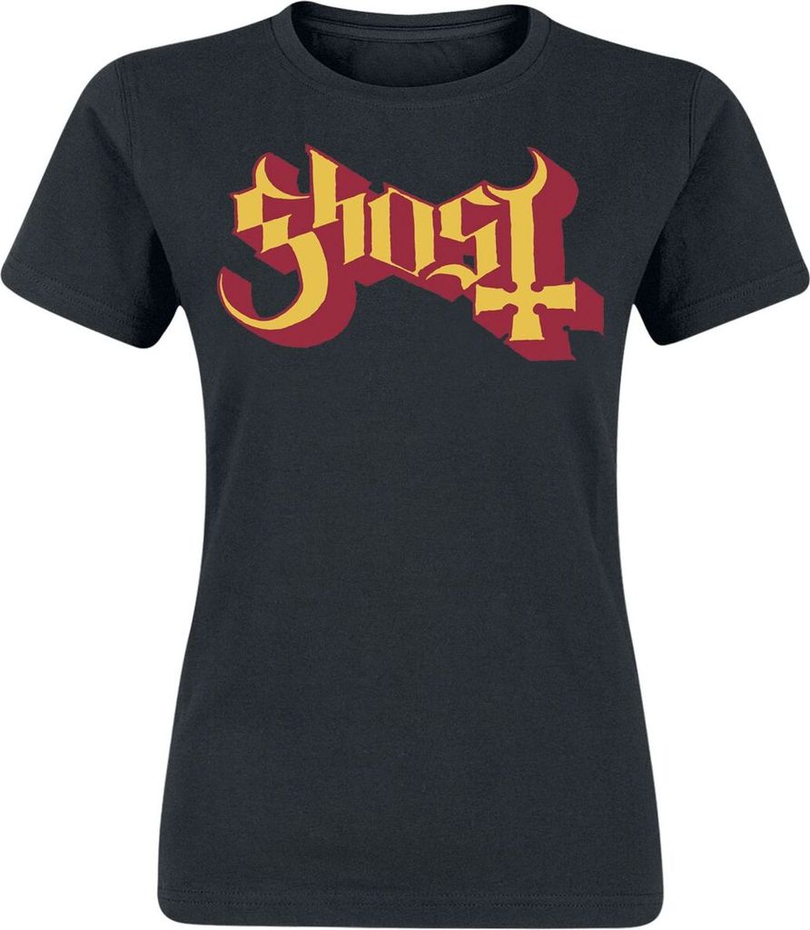 Ghost T-Shirt Damen Logo Gold And Red schwarz S