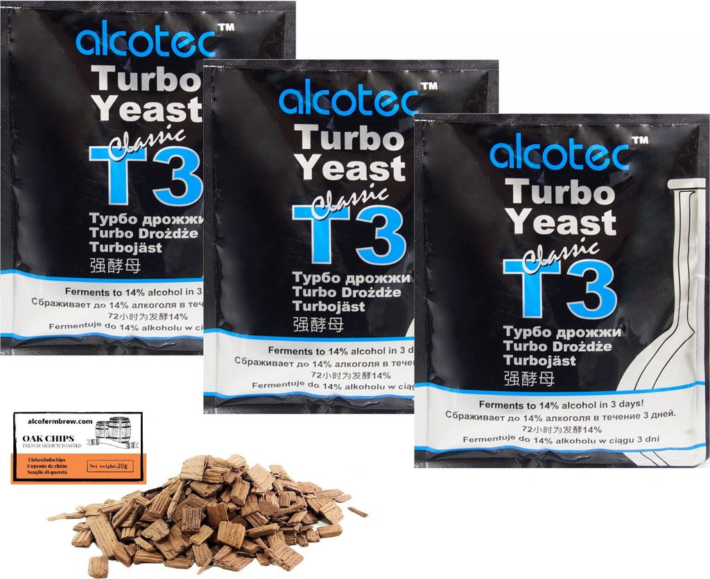 3 x Alcotec Turbohefe – Classic T3 Alkohol Brennhefe, Gärhefe, Wodkahefe, Turbo Hefe, Wodka Hefe