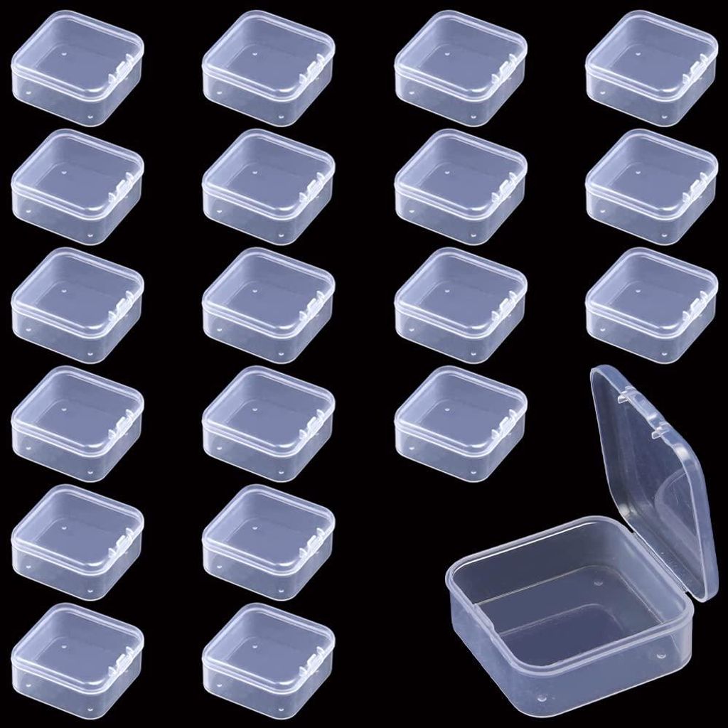 20 kleine, durchsichtige Aufbewahrungsboxen aus Kunststoff, Mini-Aufbewahrungsboxen für Pillen, kleine Perlen, kleine Münzen, Schmuck, Bastelbeda...