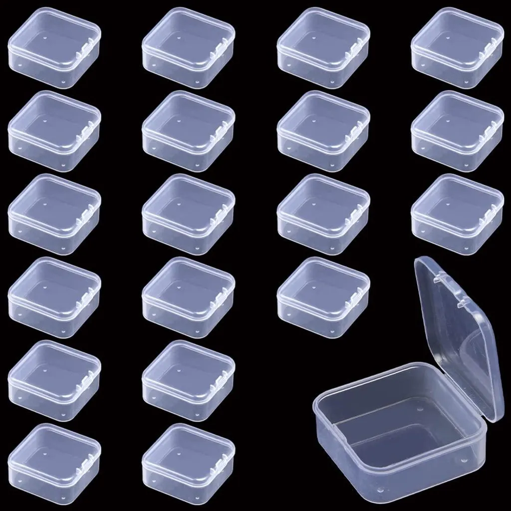 20 Boîtes de rangement transparentes 45x45x19mm pour petits objets