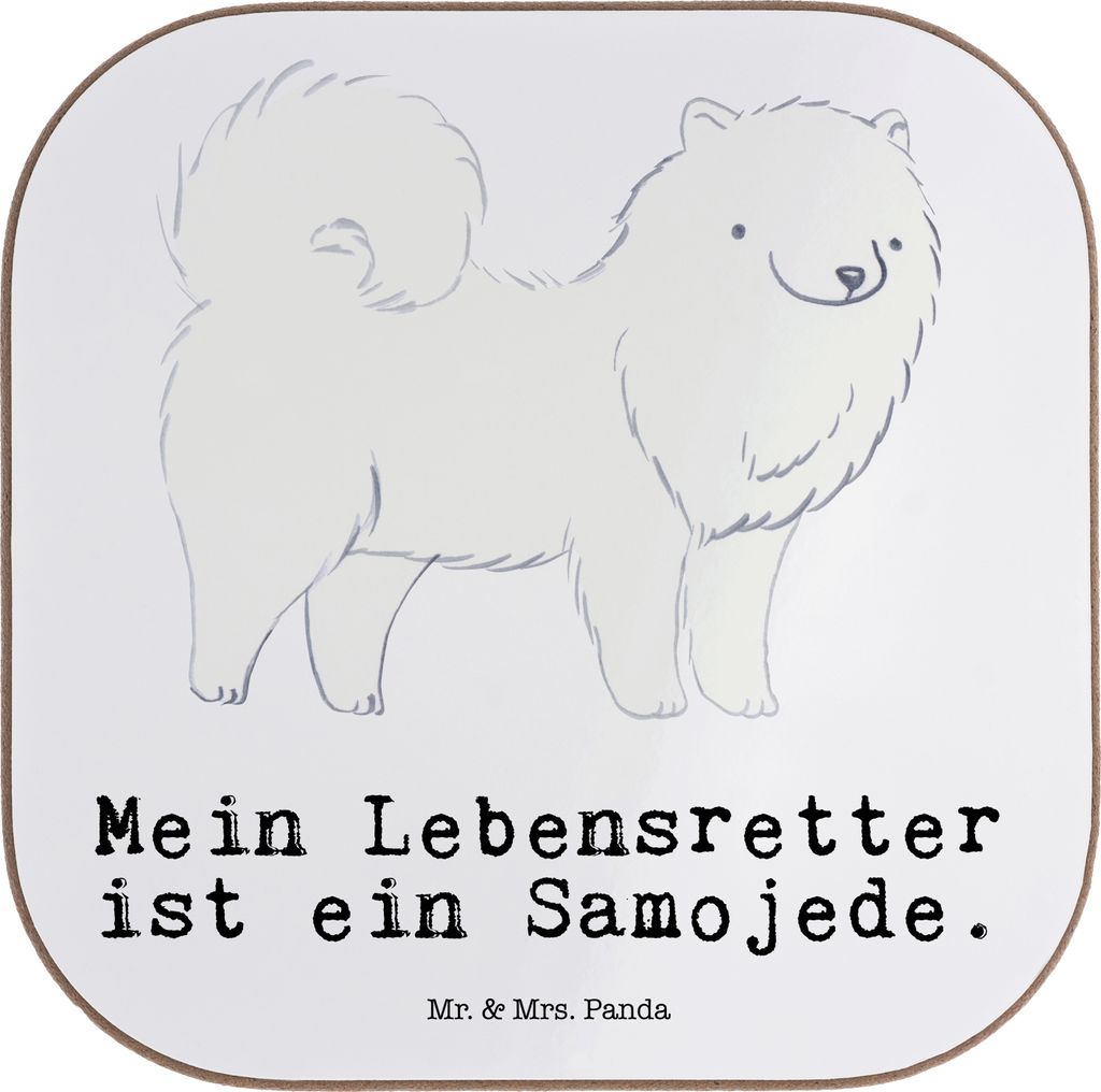 Mr. & Mrs. Panda Untersetzer für Gläser Samojede Lebensretter - Weiß - Geschenk, Samojedenhund, Coaster, Samojedenspitz, gläseruntersetzer, Tas...