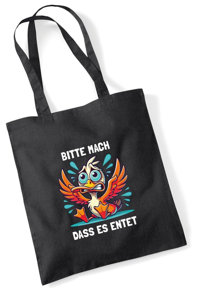 Huuraa Jutebeutel Bitte mach dass es entet Ente Meme 10 Liter Black Baumwolle Tasche Geschenkidee