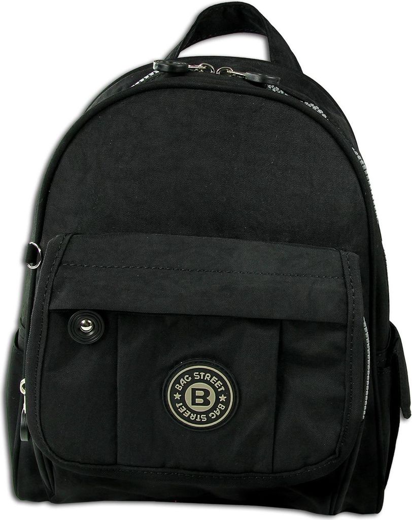 Bag Street Rucksack Crinkle Nylon schwarz trendiger Damen Cityrucksack ORJ201S