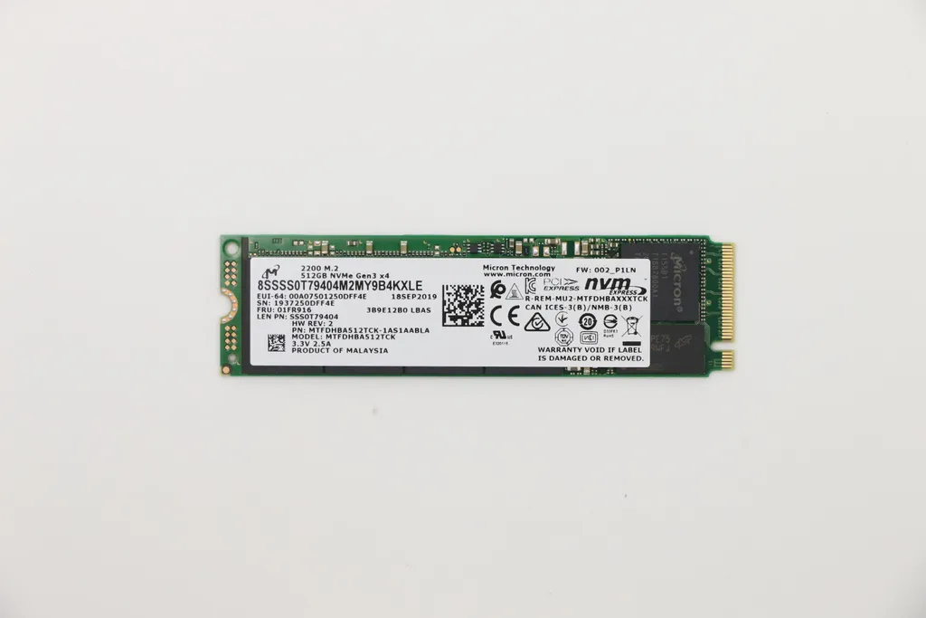 Mise à jour PC Lenovo avec SSD Micron 2200 512Go M.2 NVMe MTFDHBA512TCK