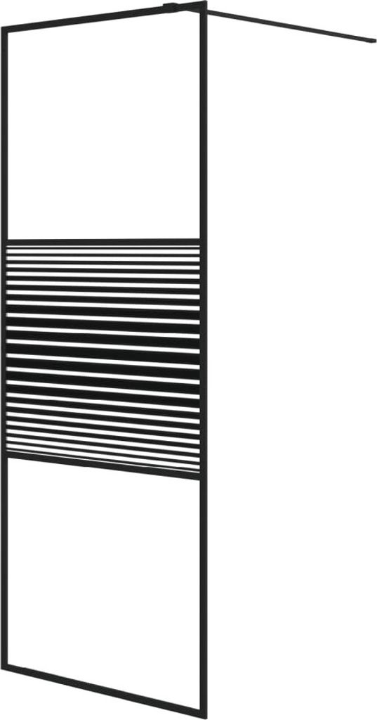 Duschwand für Begehbare Dusche Schwarz 80x195 cm ESG-Glas Klar