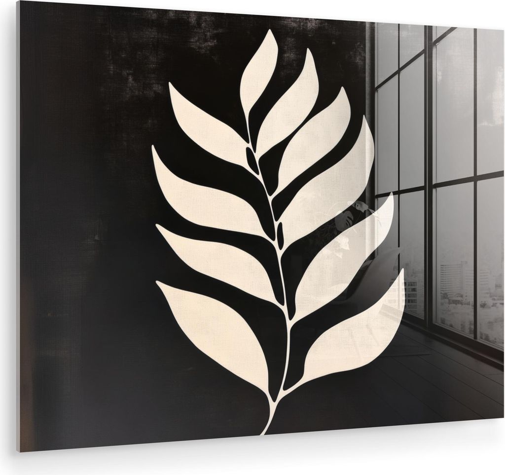 MuchoWow Glasbilder - Bilder auf Wandbild - Foto auf Glas Klinge - Weiß - Minimalistisch 80x60 cm Wanddekoration aus Glas - Acrylglasbild - Acrylb...