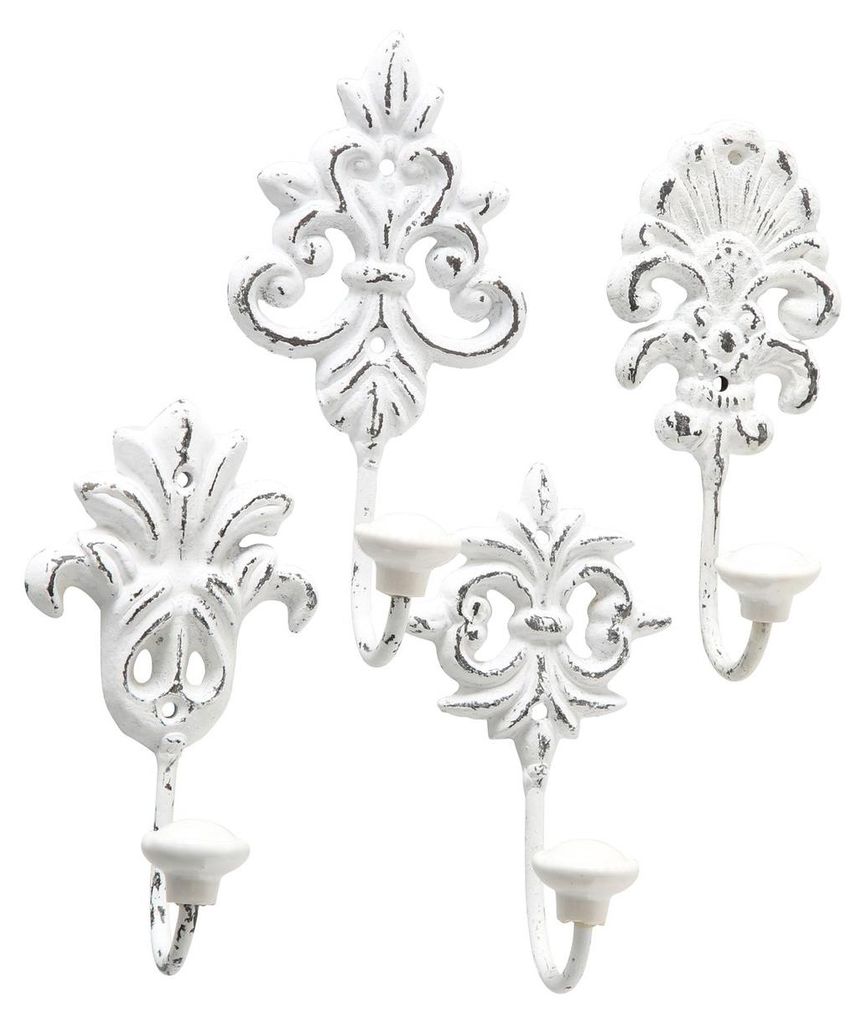 Garderobenhaken Ivy Metall H.14,5 cm weiß 4er Set Produktbild 