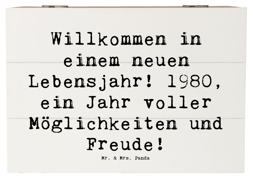 Mr. & Mrs. Panda Holzkiste Spruch 1980 Geburtstag 22 x 15 cm - Weiß - Geschenk, Truhe, Freude, Glückwunsch, geschenkkiste, Jahrgang, Holzbox mit ...
