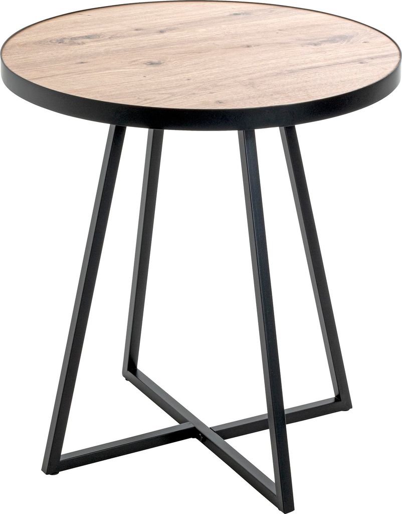 HAKU Möbel Beistelltisch Eiche hell, schwarz - MDF, Metall, B/H/T: 48x52x48 cm