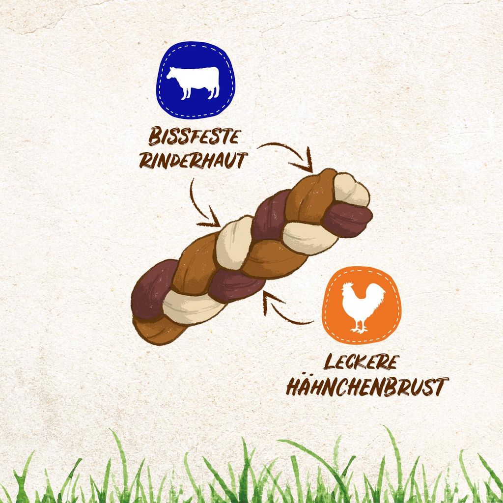 8in1 Delights Chewy Braids XS/S, Kausnack für kleine Hunde, Rinderhaut mit Huhn, 75 g Beutel