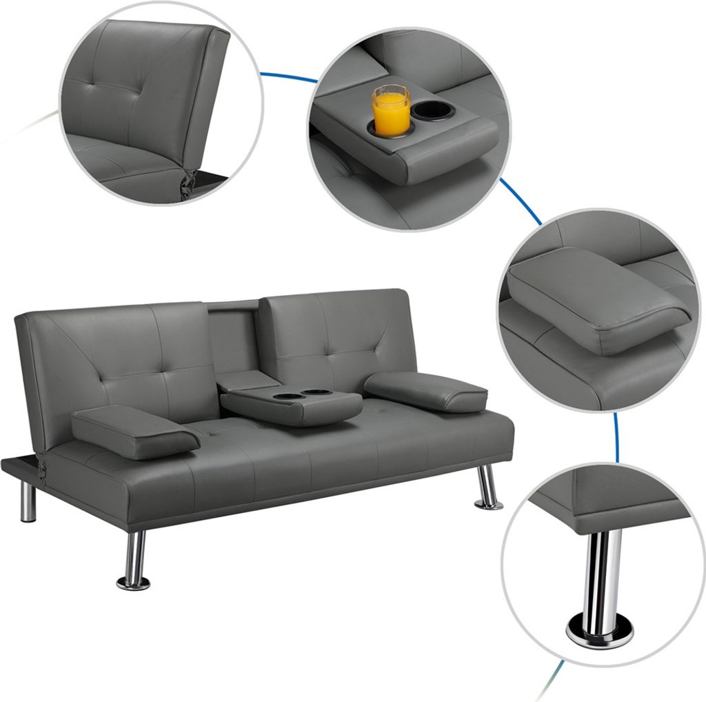 Yaheetech 3er-Sofa Schlafsofa Couch mit Tassenhalter Produktbild 6
