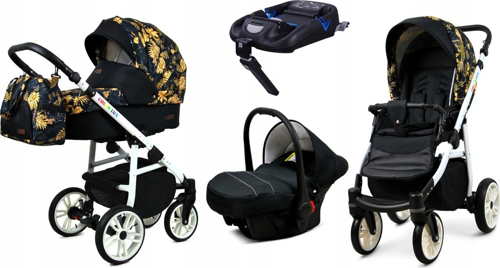 BabyLux Color Lux | 4in1 Kinderwagen Set | Gold Jungle | Kombikinderwagen | Kinderwagenset | Is