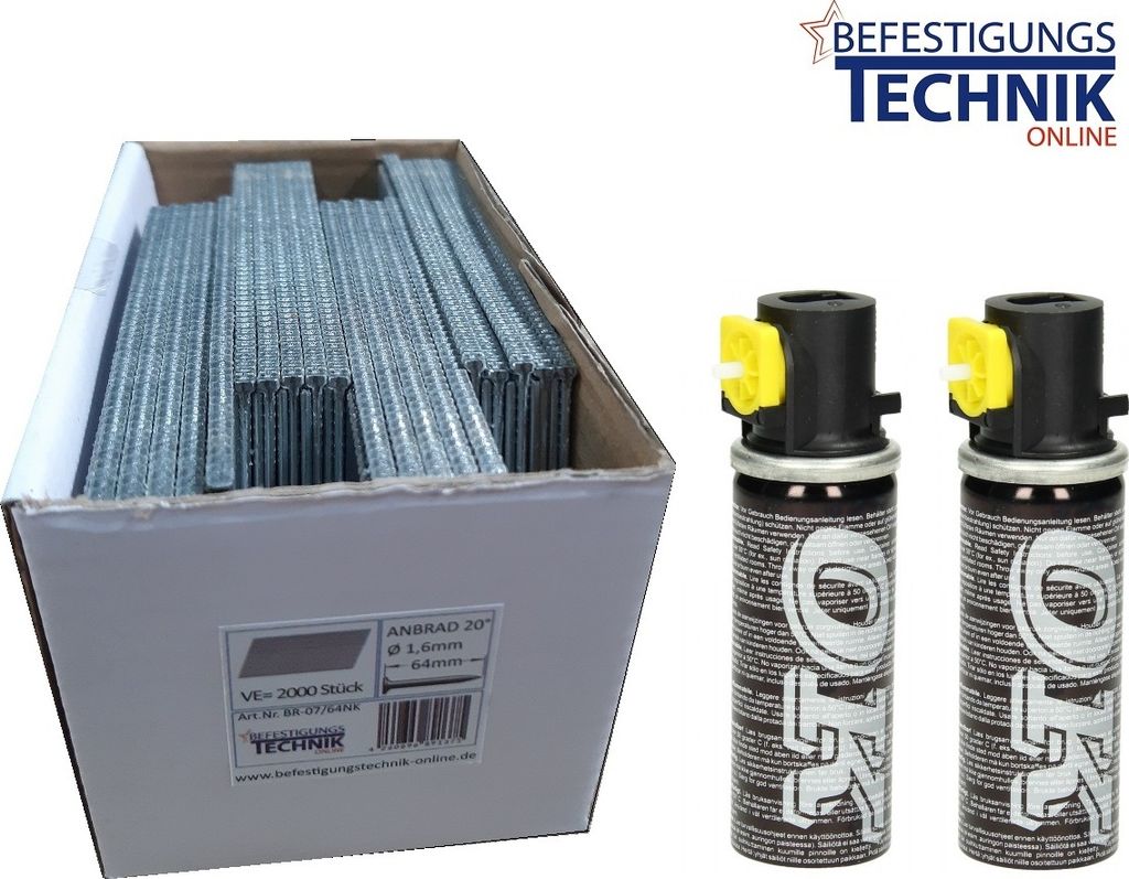 Nägel 50mm verzinkt Brads 20° für Tjep Gas Nagler VF-16/64 Paslode IM65A F16 IM250A 16G BR-07