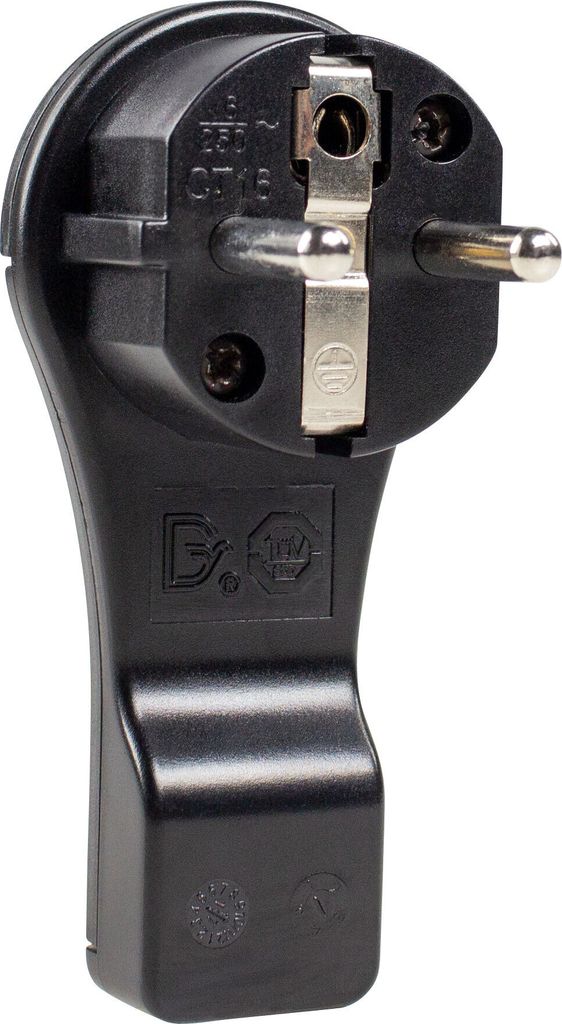 as-Schwabe Schutzkontakt-Flachstecker Schwarz max. Querschnitt 1,5mm² 230V IP20