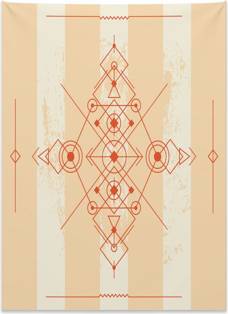Abakuhaus Geometrisch Wandteppich, Kreise Dreiecke aus Weiches Mikrofaser Stoff Kein Verblassen Klare Farben Waschbar, 110 x 150 cm, Sandbraun Orange