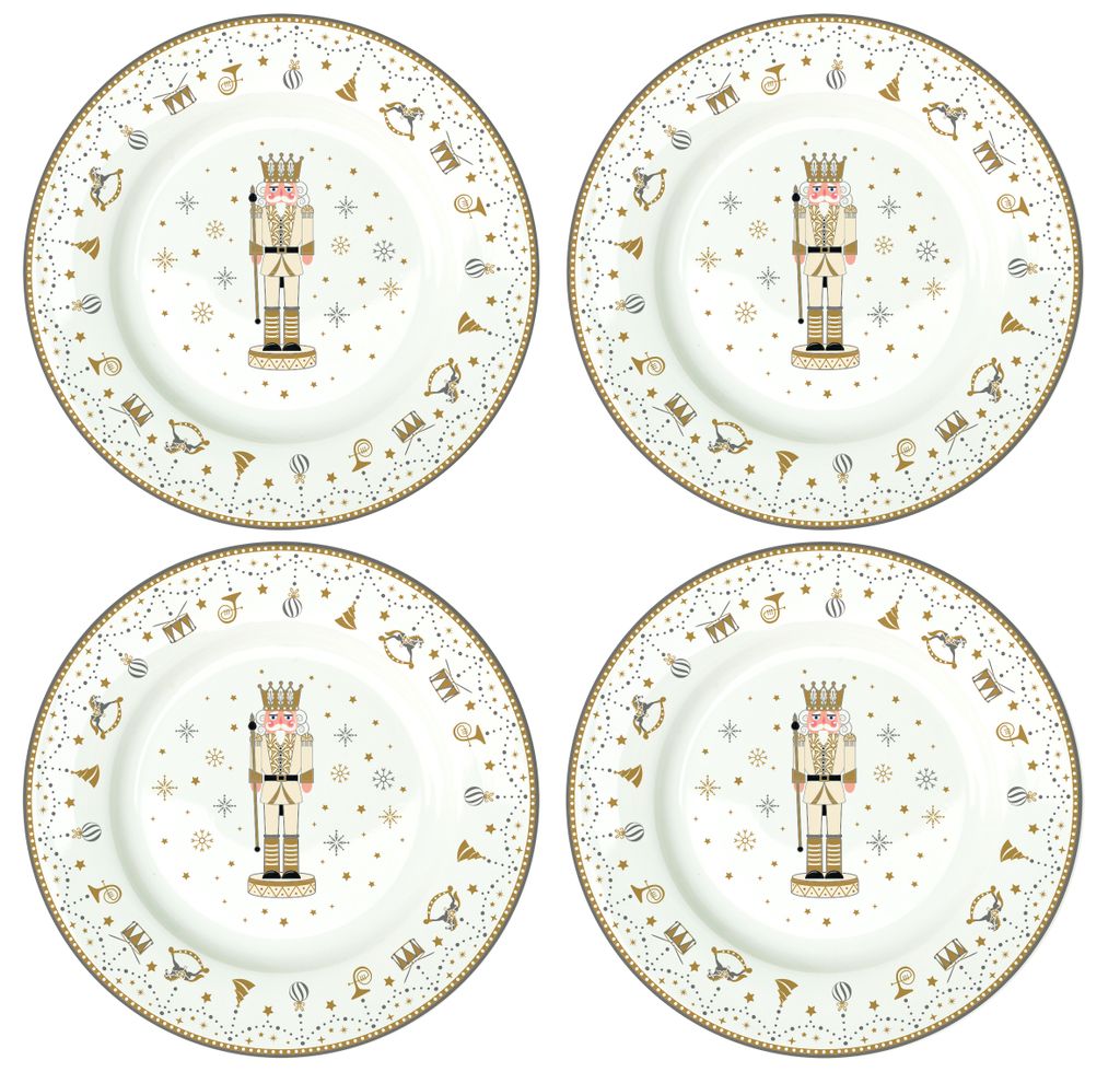 4er Set Kuchenteller ROYAL NUTCRACKER Nussknacker D. 19cm GB Easy Life