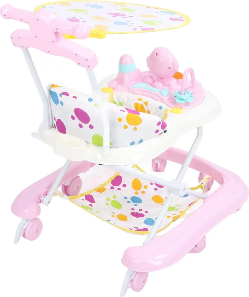 Marcheur Bébé Anti-chute Violet à 8 Roues et Assise Transat Doux
