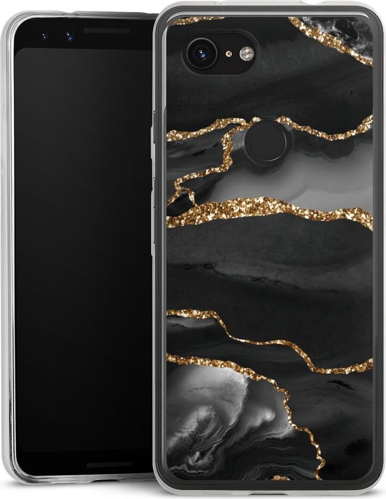 DeinDesign Slim Hülle für Google Pixel 3a Silikon Case Ultra Dünn Handyhülle Glitzer Look Marmor Muster
