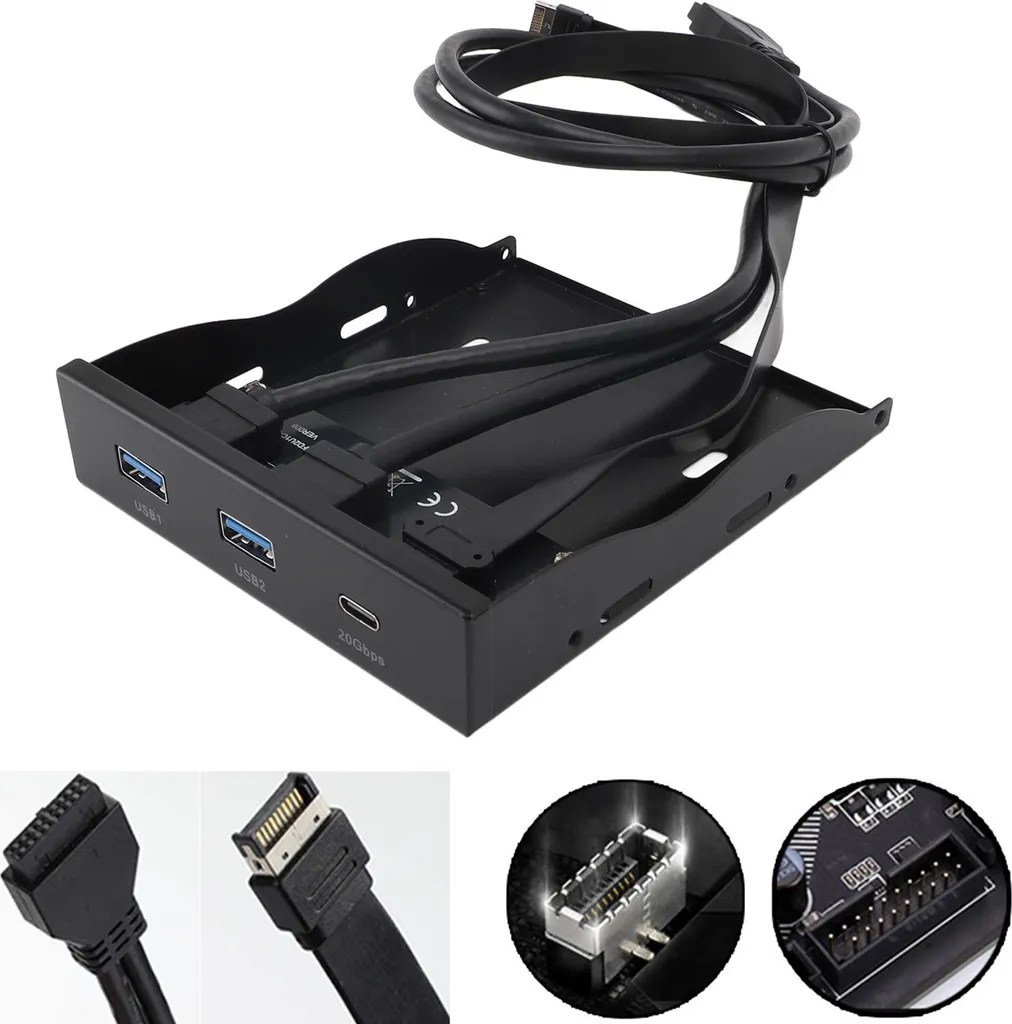 Lecteur de disquette 3,5 pouces Panneau USB 19 broches Type E 20 Gbit/s