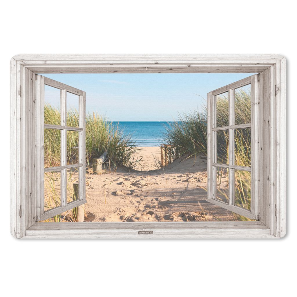 MuchoWow Schreibtischunterlage Durchblick - Strand - Meer - Dünen - Sand - Wasser - Hochgras 60x40 cm - XXL Mauspad - Großes Mauspad