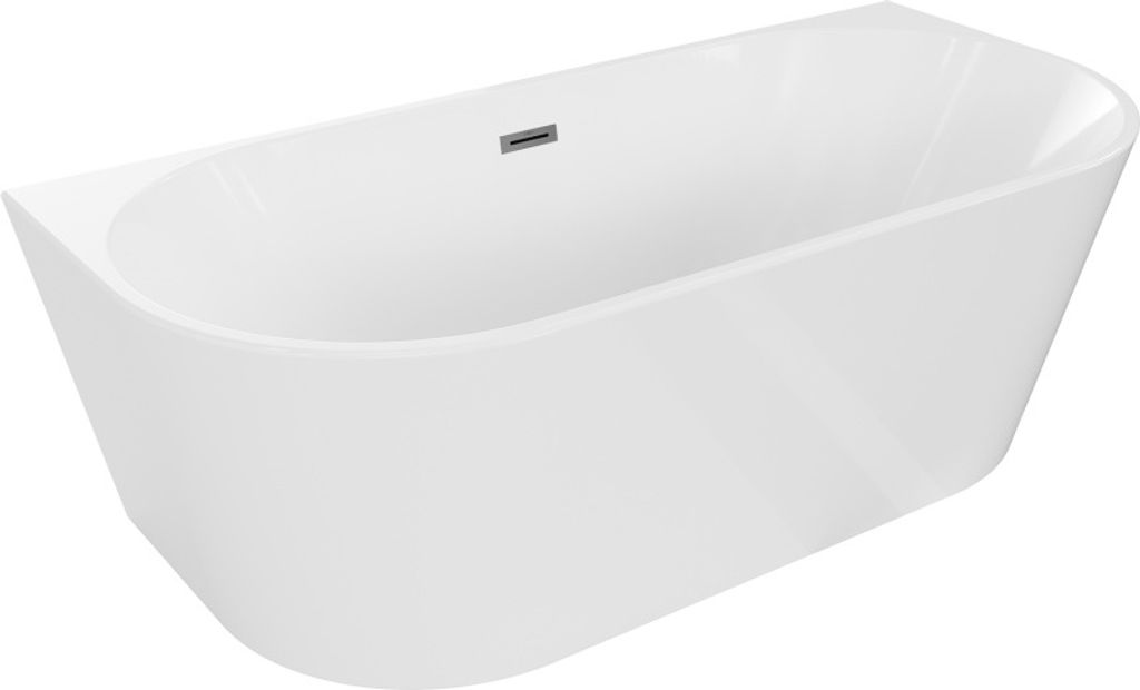 Mexen Oval Badewanne freistehend Wandmontage 170 x 80 cm, weiß, Überlauf gun metal - 52671708000-95