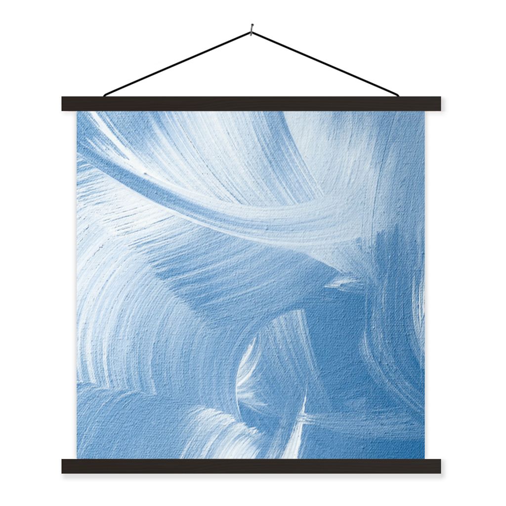 MuchoWow Textilposter Acrylfarbe - Blau - Design 60x60 cm mit schwarzem Rahmen - Posteraufhänger