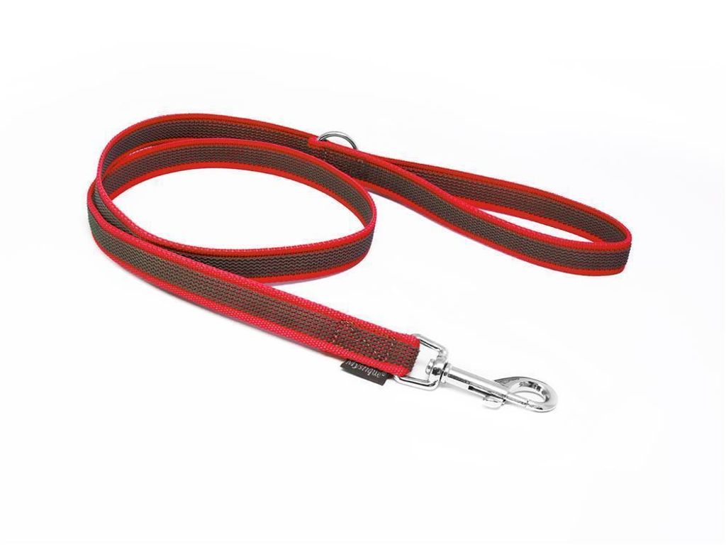 Mystique Gummierte Leine 20mm mit Handschlaufe Standard Karabiner rot 2m