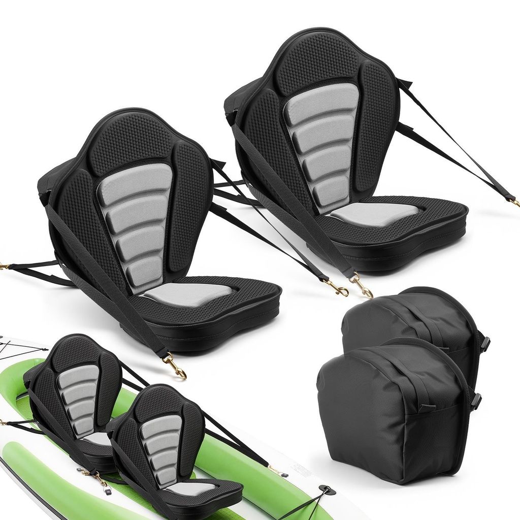 Kajaksitz/Bootssitz 2er-Set - Gepolsterter Sitz mit Rückenlehne - Extra dicke 53 mm Polsterung - Verstellbare Gurte - Mit Aufbewahrungstasche - F...