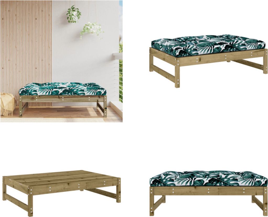 vidaXL Gartenhocker 120x80 cm Kiefernholz Imprägniert - Gartenhocker - Terrassenhocker - Outdoor Hocker - Garten Fußhocker