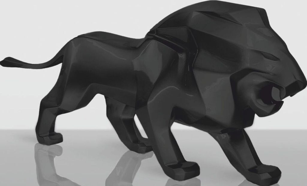 Casa Padrino XXL Deko Skulptur Löwe Matt Schwarz 290 cm - Abstrakte Tierfigur