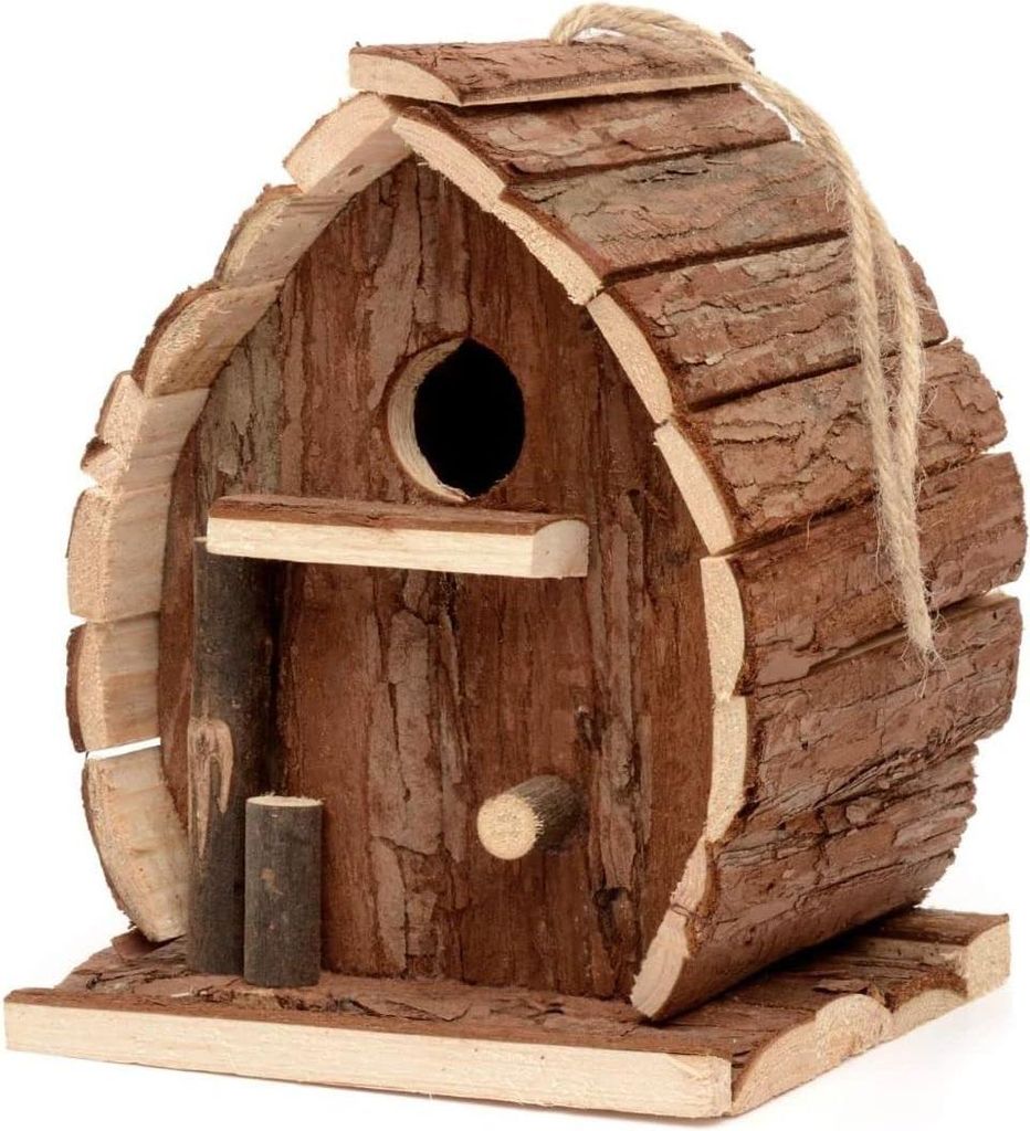 Vogelnistkasten Haus Holz Hängend Nistkasten Zuhause für Vögel Rustikal Natürlich Wetterfest Ideal für jeden Garten Baum oder Balkon