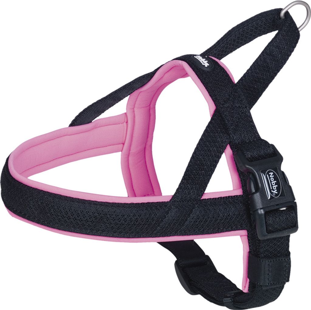 Nobby Mesh Preno, Hund, Zugfreier Gurt, L-XL, Schwarz, Pink, Nylon, 85 cm